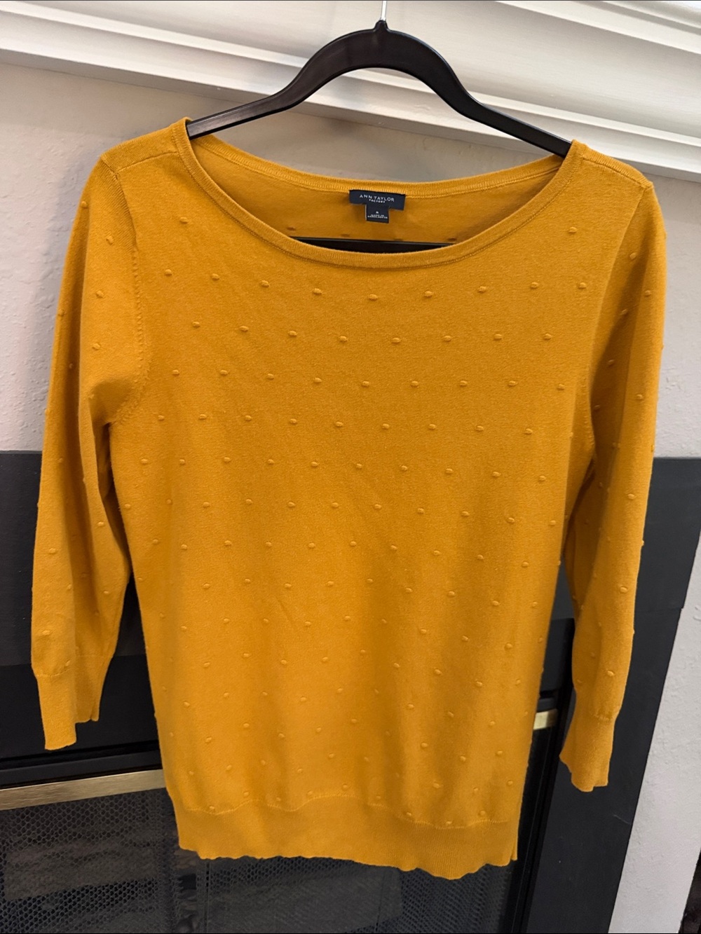 Ann Taylor Factory Mustard Dot Sweater Crewneck